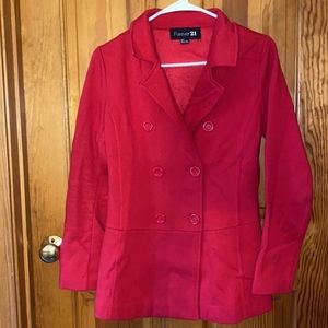 5/$25 🎆 EUC Forever 21 Red Pea Coat Size Small
